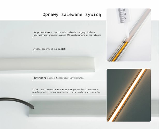 Oprawa liniowa LED IP68 AQU srebrna 3000K 50cm