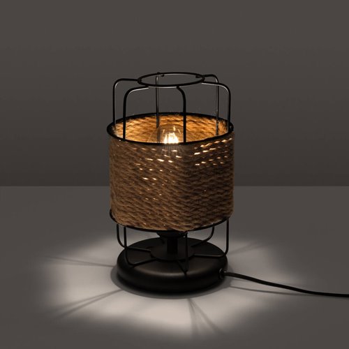 Lampa stołowa Loft GIZUR 1xE27 czarna ze sznurem