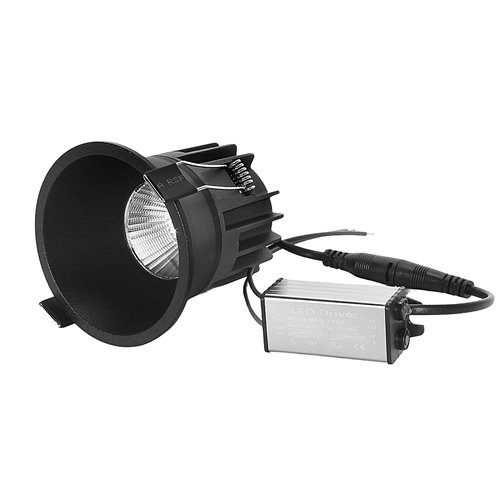 Oprawa LED Downlight czarna IP44 6W 540lm CRI90 ciepła