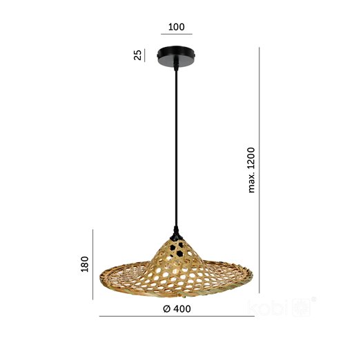 Lampa wisząca Boho Braga 1xE27 ze splecionego bambusa