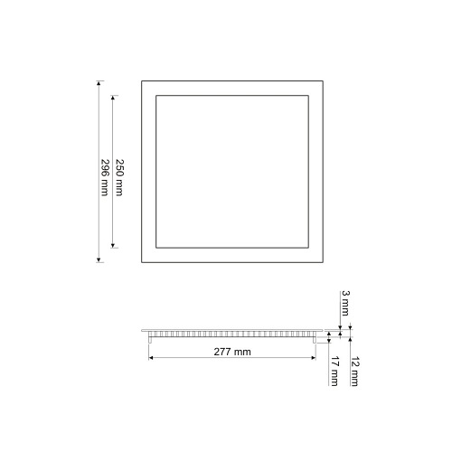 Panel LED 25W podtynkowy kwadrat 300x300mm ULTRA SLIM - b. dzienna