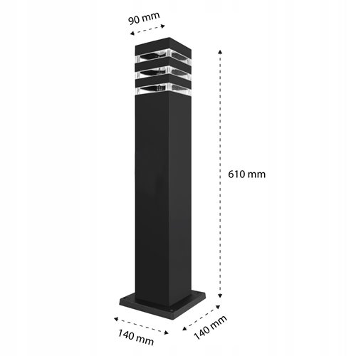 Lampa ogrodowa stojąca MALIBU 60cm 1xE27 z gniazdem 230V czarna