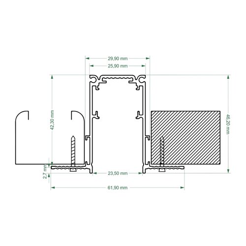 Szyna magnetyczna F-LINE podtynkowa czarna - 2 metry