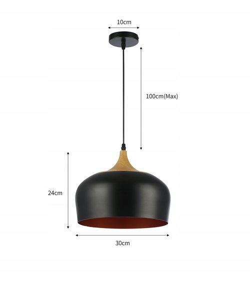 Żyrandol wiszący 1xE27 Lumena z czarnym kloszem