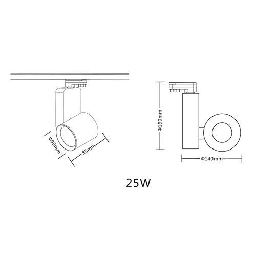 Reflektor szynowy LED 3-fazowy 25W 3000K-4000K biały