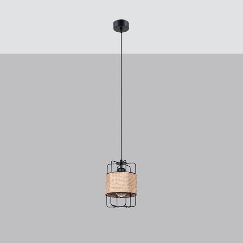 Lampa wisząca Loft GIZUR 1xE27 czarna ze sznurem