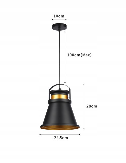 Lampa wisząca 1xE27 Tiamo z czarnym kloszem