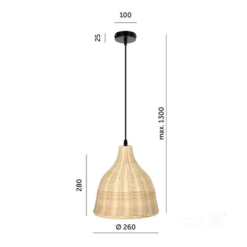 Lampa wisząca Boho Rennes 1xE27 ze splecionego rattanu