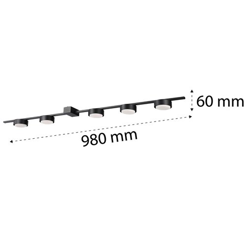 Lampa sufitowa listwa Zeta 90cm 5xGX53 czarna