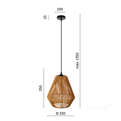 Lampa wisząca Boho Sibu 1xE27 ze sznurka jutowego