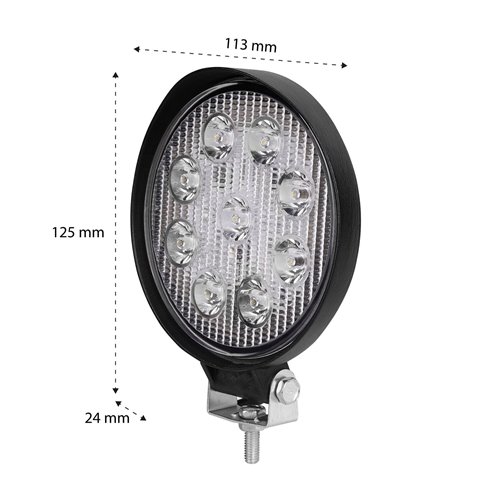 Lampa robocza LED okrągła 10-30V 27W 9xLED 3510lm