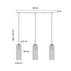 Lampa wisząca szklana potrójna Regina 3xE14 Złota