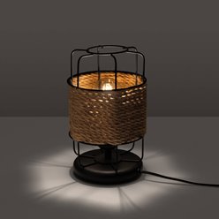 Lampa stołowa Loft GIZUR 1xE27 czarna ze sznurem