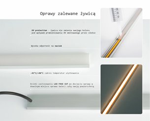 Oprawa liniowa LED IP68 AQU srebrna 3000K 1,5m