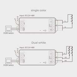 Mi-Light PR2 sterownik LED 2w1 Mono-CCT 12V-48V 20A