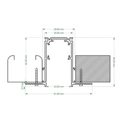 Szyna magnetyczna F-LINE podtynkowa czarna - 1 metr