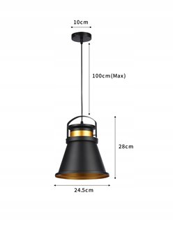 Lampa wisząca 1xE27 Tiamo z czarnym kloszem