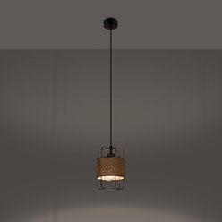Lampa wisząca Loft GIZUR 1xE27 czarna ze sznurem