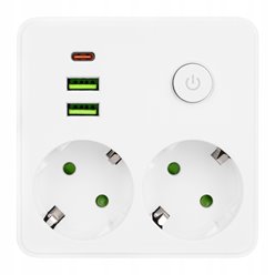 Rozgałęźnik biały 2x230V + 2xUSB-A + 1xUSB-C