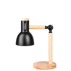 Lampa biurkowa drewniana E27 z czarnym kloszem